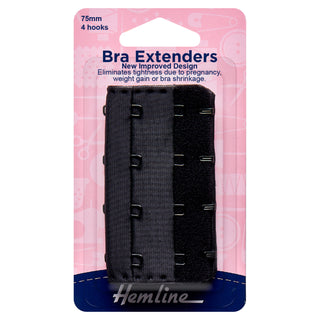 Hemline Black Bra Extenders 75mm