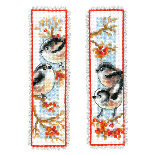 Vervaco Long-Tailed Tits & Red Berries Bookmarks Counted Cross Stitch Kit Set of 2