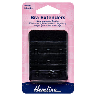Hemline Black Bra Extenders 50mm