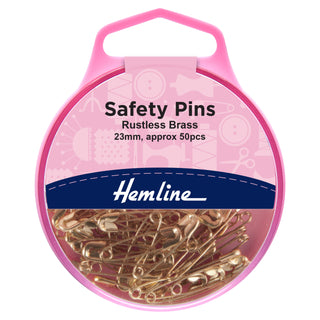 Hemline Brass Safety Pins 23mm 50 Pieces