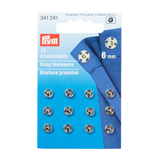 Prym Brass Sew-On Snap Fasteners 6mm Silver