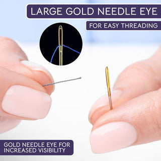 The Quilted Bear Gold Eye Knitters Sewing Needles with Wooden Case (Assorted Sizes)