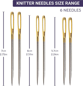 The Quilted Bear Gold Eye Knitters Sewing Needles with Wooden Case (Assorted Sizes)