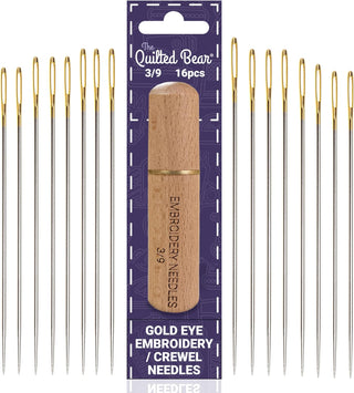 The Quilted Bear Gold Eye Crewel Embroidery Needles with Wooden Case (3/9)