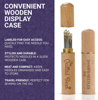 The Quilted Bear Gold Eye Sharps Sewing Needles with Wooden Case (3/9)