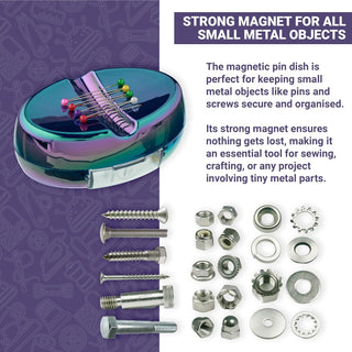 The Quilted Bear Magnetic Pin Dish with 25 Sewing Pins (Rainbow)