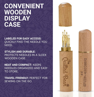 The Quilted Bear Gold Eye Crewel Embroidery Needles with Wooden Case (3/9)