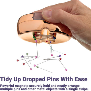 The Quilted Bear Magnetic Pin Dish with 25 Sewing Pins (Rose gold)