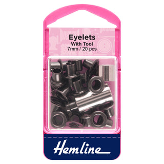 Hemline Black Eyelets 7mm