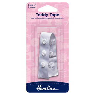 Hemline White 100% Cotton Snap/Teddy Tape 90 x 20mm