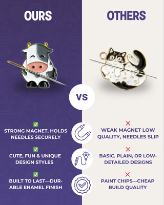 The Quilted Bear Needle Minders Set - Farm Animals (Sheep, Cow & Pig)