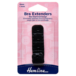 Hemline Black Bra Extenders 19mm