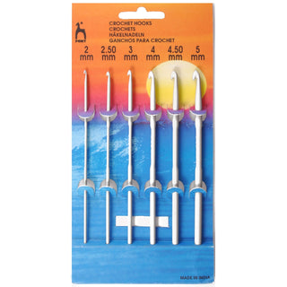 Pony Aluminium Crochet Hooks - 6 Assorted Sizes 2-5mm