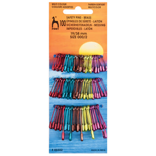 Pony Multi-Coloured Brass Safety Pins Assorted Sizes