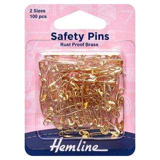 Hemline Assorted Safety Pins 100 Pack