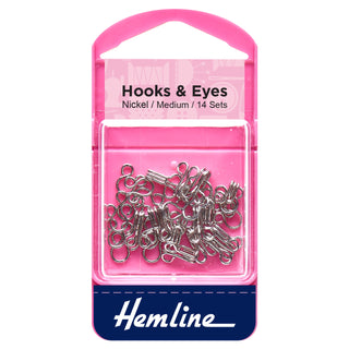 Hemline Rust Proof Nickel Hooks and Eyes Size 2