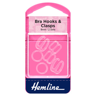 Hemline Clear 9mm Bra Hooks and Clasps