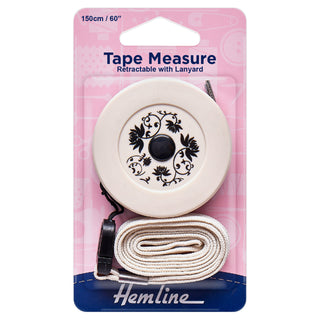 Hemline Retractable Tape Measure with Lanyard 150cm
