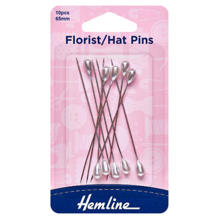 Hemline 65mm Nickel Florist/Hat Pins