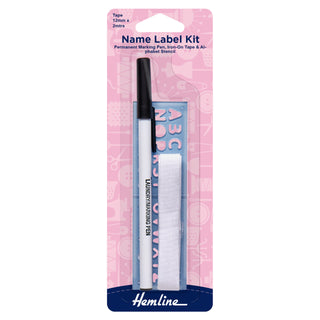 Hemline Name Label Kit - Iron-On Tape with Pen and Stencil