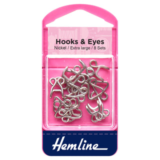 Hemline Rust Proof Nickel Hooks and Eyes Size 13