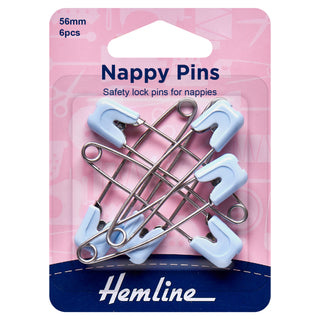 Hemline Blue Nappy Pins 56mm