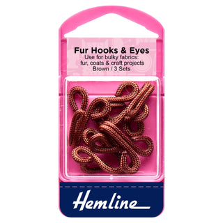 Hemline Brown Fur Hooks and Eyes Size 3