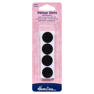 Hemline Black Hook and Loop Dots Self Stick