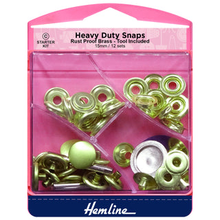 Hemline Gold Heavy Duty Snaps 15mm