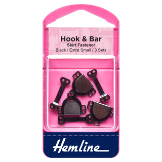 Hemline Extra Small Black Hook and Bar 3 Pack