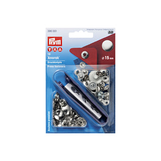 Prym Anorak Non-Sew Fasteners 15mm Silver