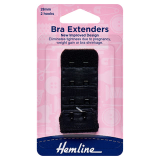 Hemline Black Bra Extenders 28mm