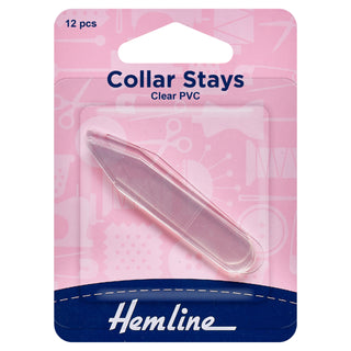 Hemline Clear Collar Stay 12 Pack