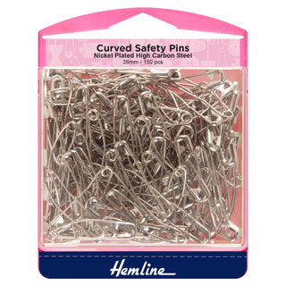 Hemline Curved Safety Pins Value Pack 38mm 150 Pieces