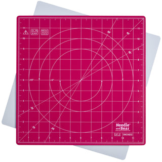 Needle and Bear Rotating Cutting Mat 12'' x 12'' (Pink)