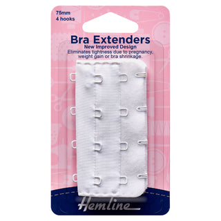 Hemline White Bra Extenders 75mm