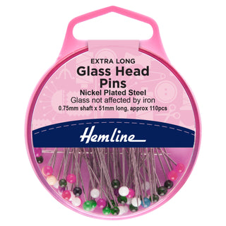 Hemline 51mm Nickel Super Long Glass Head Pins