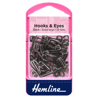 Hemline Rust Proof Black Hooks and Eyes Size 9