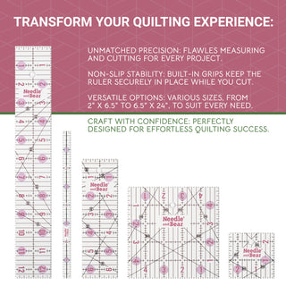 Needle and Bear 6" x 12" Non-Slip Acrylic Quilting Ruler