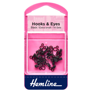 Hemline Rust Proof Black Hooks and Eyes Size 0