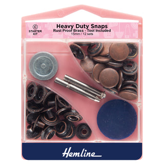 Hemline Bronze Heavy Duty Snaps 15mm