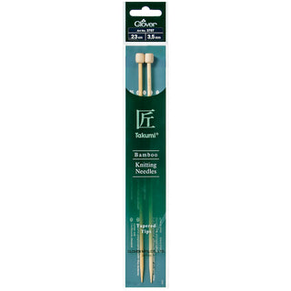 Clover Takumi Bamboo Knitting Needles Single Pointed - 23cm (Various Sizes)