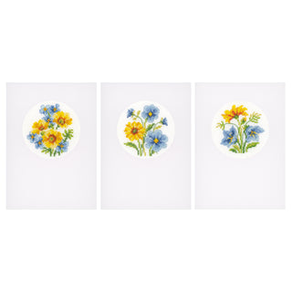 Vervaco Blue & Yellow Flowers Cards Counted Cross Stitch Kit Set of 3