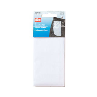 Prym White Trouser Pockets Iron/Sew On - 16cm x 30cm