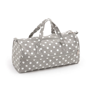 Hobby Gift Knitting Bag: Grey Linen Polka Dot