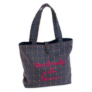 Hobby Gift Shoulder Tote Craft Bag with Embroidered Slogan - Hearts