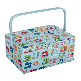 Hobby Gift Large Sewing Craft Hobby Storage Box, Rectangle, Sewing Machines Blue