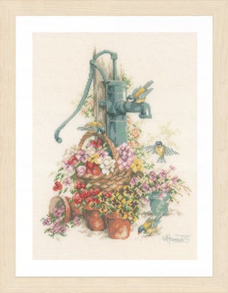 Lanarte Birds at the Water Pump Counted Cross Stitch Kit