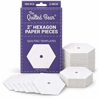 The Quilted Bear 100 English Paper Piecing Templates, 2" Hexagons