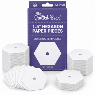 The Quilted Bear 100 English Paper Piecing Templates, 1.5" Hexagons